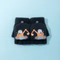 Kinder Winter schwarze Strick Handschuhe mit Bagger Muster, warme halbe Finger Design für Kinder. - Kohlegrau