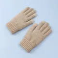 Khakifarbene Strick-Touchscreen-Handschuhe fuer Erwachsene, warme Outdoor-Fahrradausruestung. - Khaki