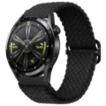 Cinturino per orologio in nylon intrecciato con fibbia regolabile, compatibile con smartwatch. - Nero