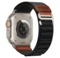 Replacement nylon loop watch band with leather patch, black and brown variant for smartwatch. - Black (Silver Buckle)