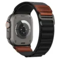 Alpine Nylon Loop Strap with Retro Leather for Apple Watch Ultra Series 11 10 Black Band - Black (Black Buckle)