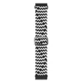 Cinturino per orologio in nylon intrecciato bianco e nero con cursore metallico regolabile. - Motivo a W nero e bianco