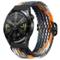 Cinturino per orologio in nylon intrecciato con fibbia scorrevole, compatibile Garmin e Samsung. - Denim Arcobaleno