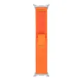 Replacement nylon loop watch band with secure metal buckle in vibrant orange color design. - Orange