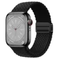 Black braided magnetic loop nylon watch strap replacement compatible with smart watch models securely. - 38/40/41/S10-42mm / Black
