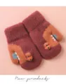 Kinder Winter warme Strickfäustlinge mit niedlichem Dinosaurier Design, dicke Kuschelhandschuhe. - Einheitsgröße / Rot