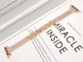 Roségold Strass Vier-Reihen Metall Ersatzarmband Kompatibel mit Apple Watch Armband Luxus - 22mm / Roségold
