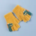 Kinder Strickhandschuhe niedliche Dinosaurier Winter warme Fingerhandschuhe gelb - 3-6 Jahre / Kurkuma