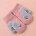Kinder Winter Strick Fäustlinge süße rosa Dinosaurier Handschuhe warm dick Kleinkind gemütlich - Einheitsgröße / Rosa