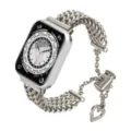 Correa de reloj de cadena de metal de acero inoxidable con dije de corazón para smartwatch. - Luz Estelar
