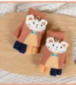 Gants tricotés en peluche demi-doigts pour enfants joli dessin animé ours hiver chaud - 4-10 Ans / Chat rouge orangé