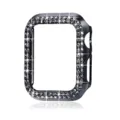 Black rhinestone Apple Watch case, bling crystal protective bumper cover, durable electroplated PC. - 45mm (Series 7/8/9) / Black