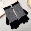 Schwarze und graue Strick-Fingerhandschuhe, winterliche warme Woll-Konvertibelhandschuhe. - Einheitsgröße / Schwarz und Grau