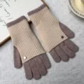 Damen Winter warme Strickhandschuhe, schickes zweifarbiges Design, weiches Alpakagemisch. - Einheitsgröße / Reisrosa