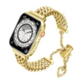 Cinturino e cassa per orologio in acciaio inossidabile dorato con catena intrecciata e ciondolo a cuore. - Versa 4 / Oro