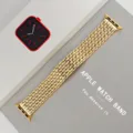 Gold metal strap compatible with Apple Watch, featuring unique dragon scale texture design. - 22mm / Gold
