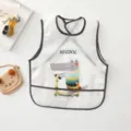 Waterproof baby bib for toddlers, cute crocodile pattern sleeveless feeding vest with pocket, clear. - S (6-12 Months) / Short-Sleeved Crocodile Bib