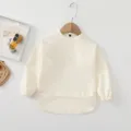 Babero Impermeable Manga Larga Bebé Delantal De Comida Infantil Beige Lindo Práctico - Blanco crema liso