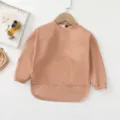Babero impermeable para bebé de manga larga, delantal de alimentación liso para niños pequeños. - Rojo cobre liso