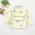 Waterproof long-sleeve baby bib and smock with cute cloud print and front pocket for feeding time. - Size L (24-36 Months) / PU Top Pocket Dinosaur Head Bib