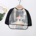 Waterproof baby bib long sleeve toddler smock cute rabbit feeding apron infant clothes wear - Size S, 6-24 Months / White Bear
