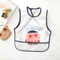 Waterproof baby bib and painting coverall with cute cartoon design and crumb catcher pocket. - Short Sleeve Clown