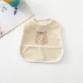 Waterproof baby bib cute bear feeding apron infant toddler food catcher pocket for kids daily use - Squirrel Head