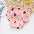 Détails du pantalon d'apprentissage de propreté en coton pour bébé avec imprimés oursons. - Petit Ours Rose