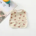 Waterproof baby bib with cute bear pattern, front crumb catcher pocket for easy feeding time. - Full Bear Print