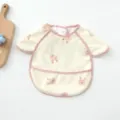 Waterproof baby long sleeve bib smock for feeding cute bunny print toddler dining apron clean - Petal Style PU Rabbit Bib