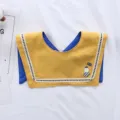 Bavoir double couche pour bébé avec broderie de bouteille et col souple pour les nouveau-nés. - Jaune
