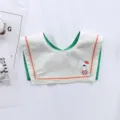 Joli bavoir bébé en coton bavoir bave nouveau-né tablier alimentation design col blanc vert - Blanc