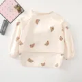 Waterproof baby long sleeve feeding bib cute bear print toddler art smock apron clean - Size M (12-36 Months) / Teddy Bear
