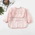 Baby long sleeve waterproof bib and feeding smock with cute duck pattern for infants and toddlers. - S / Pink Goose Pattern