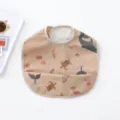 Waterproof baby feeding bib with cute marine animal prints, soft and easy clean infant. - Pink Ocean