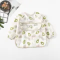Waterproof baby long sleeve bib toddler feeding coverall cute avocado print toddler apron - M / Pear Pattern