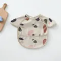 Waterproof baby bib long sleeve infant feeding coverall toddler art smock eating aprons. - Petal Style PU Bib - Bubbles