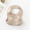 Waterproof silicone baby bib with cute cat print, soft food grade material, easy to clean. - Lucky Cat Silicone Bib