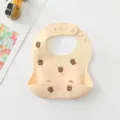 Waterproof silicone baby bib with cute popcorn print, soft pocket, adjustable neck, easy clean. - Popcorn and Fries Silicone Bib