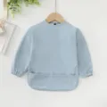 Babero impermeable de manga larga para bebé, delantal de alimentación para niños. - Azul Sólido