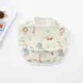 Waterproof baby bib with catch-all pocket and cute jungle animal prints, safe and easy to clean. - White Giraffe