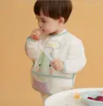 Baby long sleeve waterproof bib cute dinosaur toddler feeding coverall painting apron - Size S (6-12 Months) / Long Sleeve Hippo