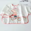 Waterproof baby long sleeve coverall bib for eating and painting with cute rabbit design - Size S (6-12 Months) / Long Sleeve Pink Rabbit