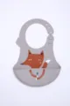 Silicone baby bib waterproof crumb catcher grey fox pattern infant feeding accessory - Fox / Gray