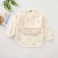 Baby long sleeve waterproof bib with cute heart pattern, soft feeding smock for toddlers. - Size L (24-36 Months) / PU Bib with Top Pocket - Red Heart