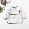Waterproof long sleeve baby bib infant feeding coverall with cute ice cream print and green trim - Ice Cream Pattern