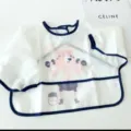Japanese style waterproof baby long sleeve bib toddler art smock for eating and painting. - Long-Sleeved Weightlifting Bear