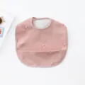 Waterproof pink baby bib with elegant ballerina print, soft PU material, perfect for feeding time. - Pink Ballet Girl