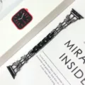 Cinturino per orologio in metallo con strass e farfalla nero compatibile con smartwatch - 22mm / Nero