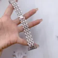 Cinturino per orologio in metallo argentato con strass compatibile con Apple Watch variante - Luce Stellare